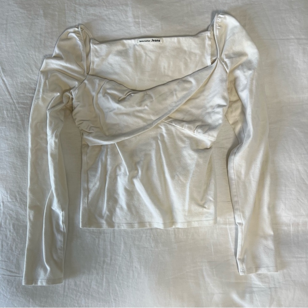 Reformation long sleeve top in white